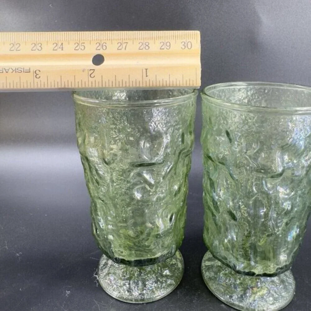 Anchor Hocking Lido Milano Crinkle Drinking Glasses Tumbler Iridescent Set‎ 2